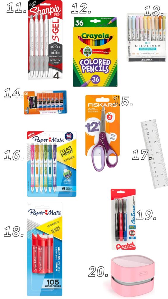 Another group of 10 school supplies that would work perfectly for this school year.